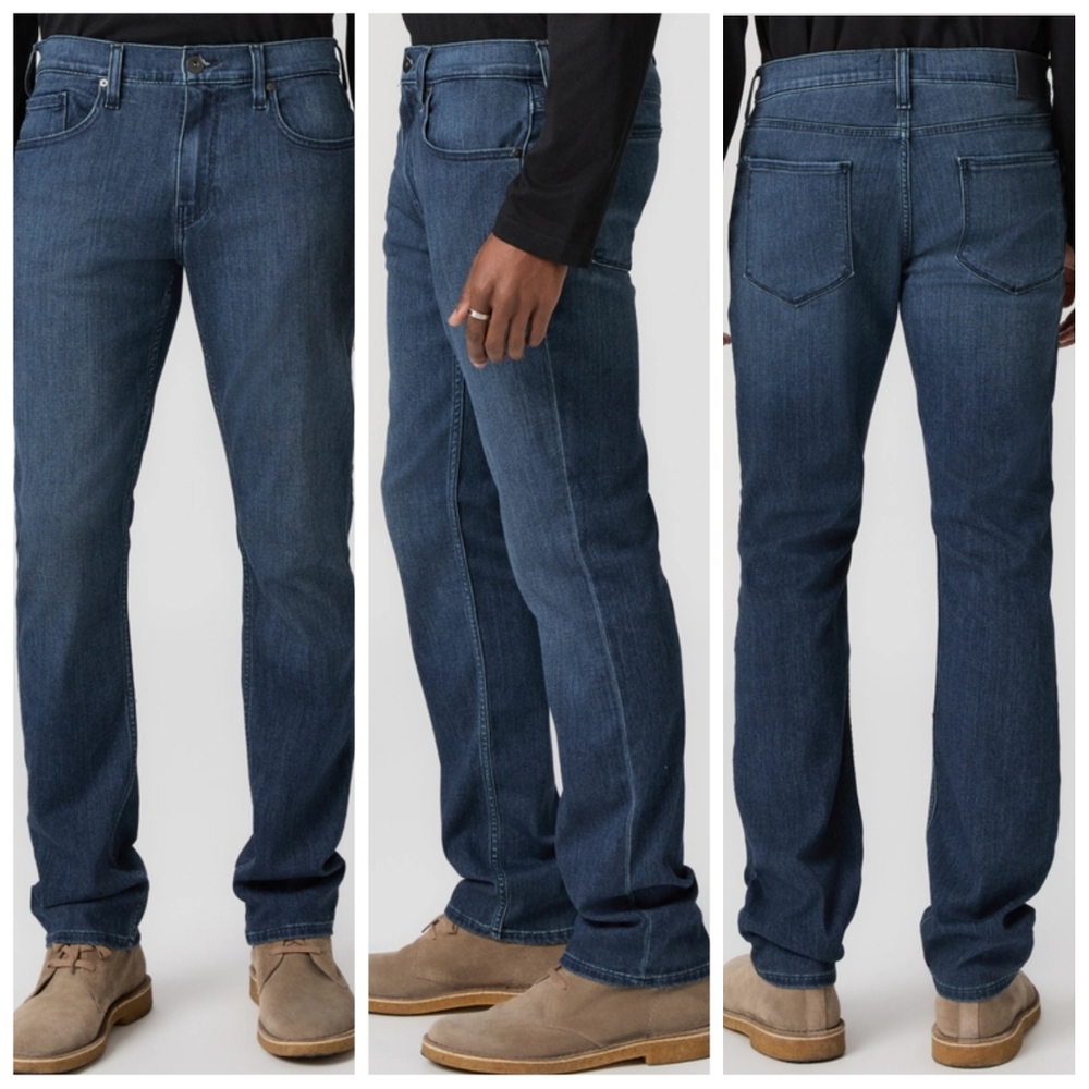 Paige Men's Normandie Jeans Straight Stretch Sz 34 X 33 Med/Dark Wash Designer - Picture 2 of 15